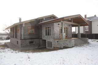 дом с камином и двумя собаками